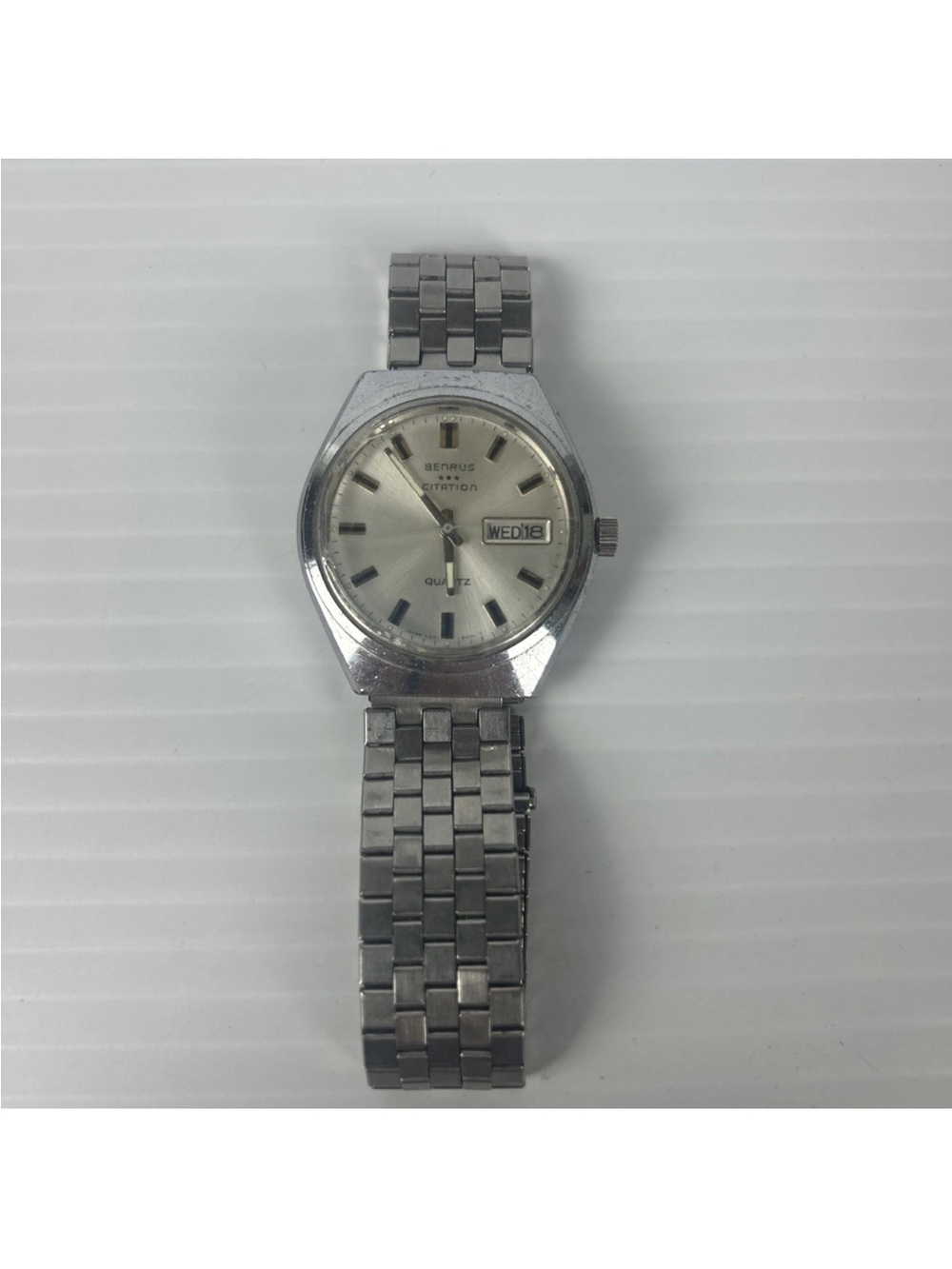 Benrus Silver-Tone Men's Quartz Watch with Day-Date